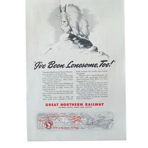 Vintage 1945 Great Northern Railway I’ve Been Lonesome Ad Advertisement
